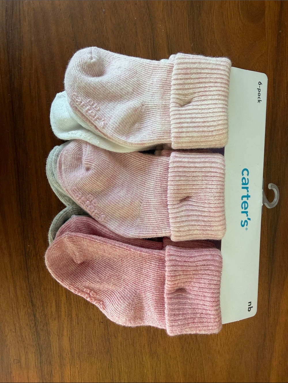 Carter's 6-Pack Baby Socks in White and Pink Tones
